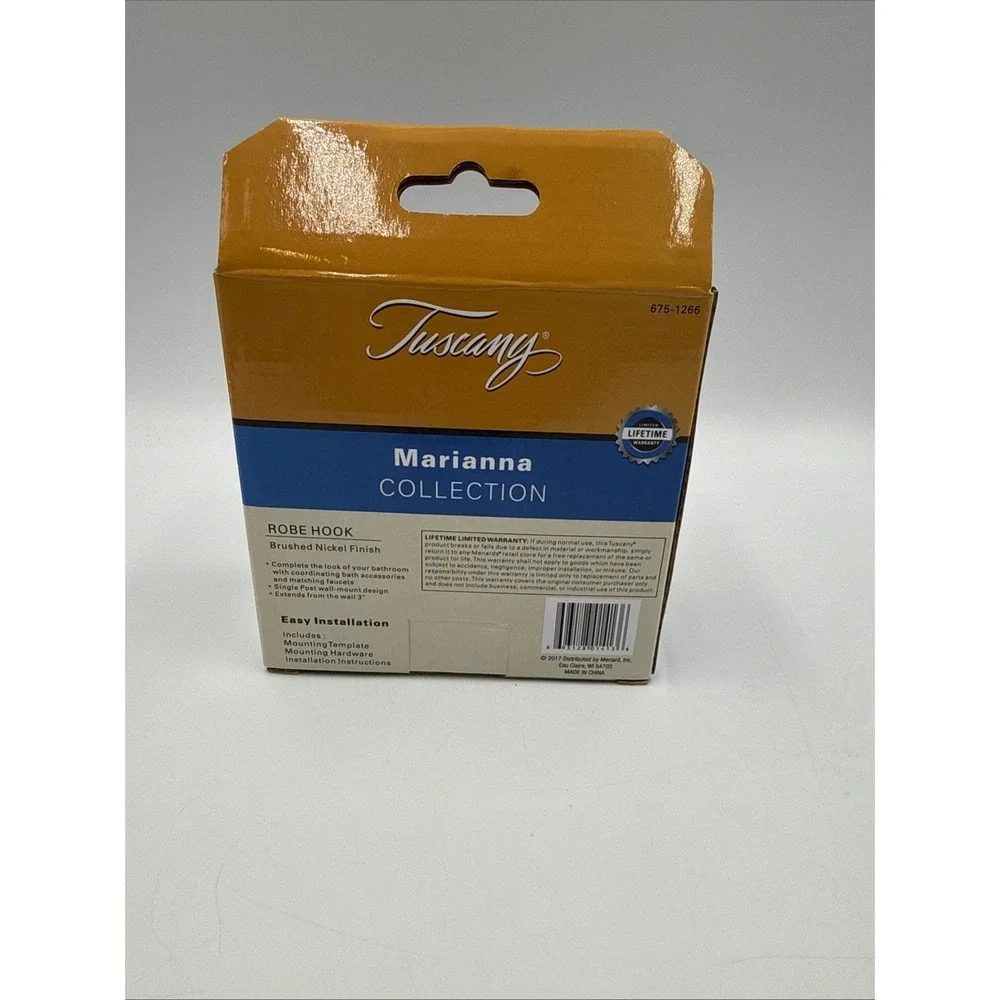 Tuscany Robe Hook Brushed Nickel Finish